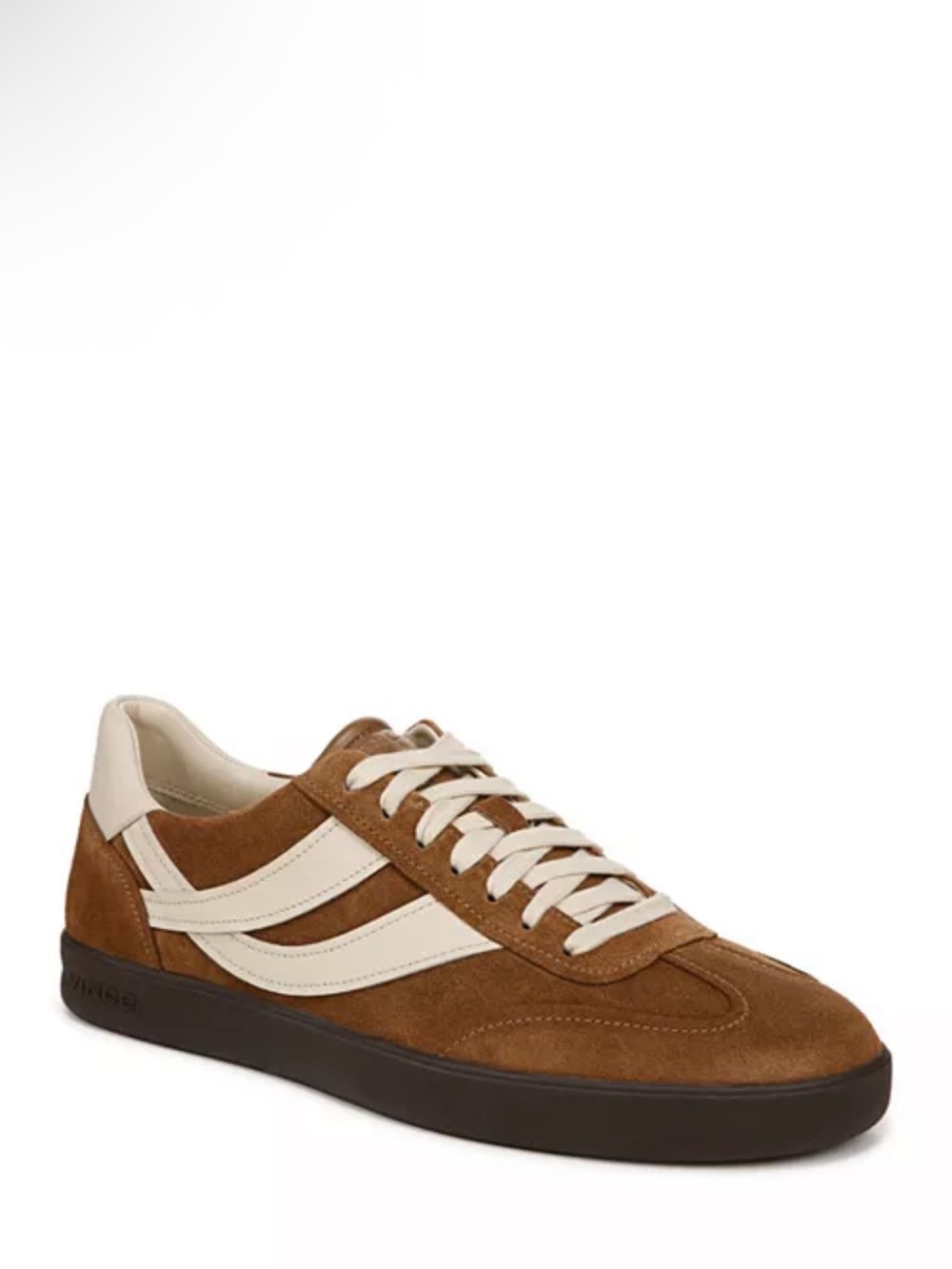 Vince Oasis Brown Suede Sneakers with Cream Accents